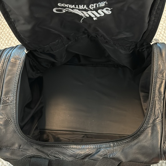 Black Leather Duffel Bag, USED ONCE!!! - Picture 6 of 14